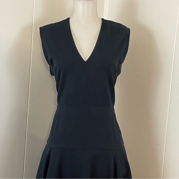 10 Crosby Derek Lam Navy Dress Women’s 6 Asymmetrical Cap Sleeve V-Neck - Picture 2 of 9